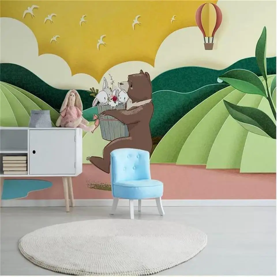 

3d фотообои для гостиной, детской комнаты, с изображением медведя из мультфильма, для дивана, телевизора