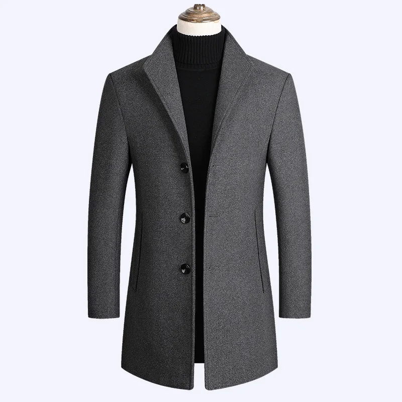 

Autumn Winter New Men Wool Blends Thick Coats Solid Color Men's Wool Jacket Luxurious High Quality Brand Clothing Casual Trench