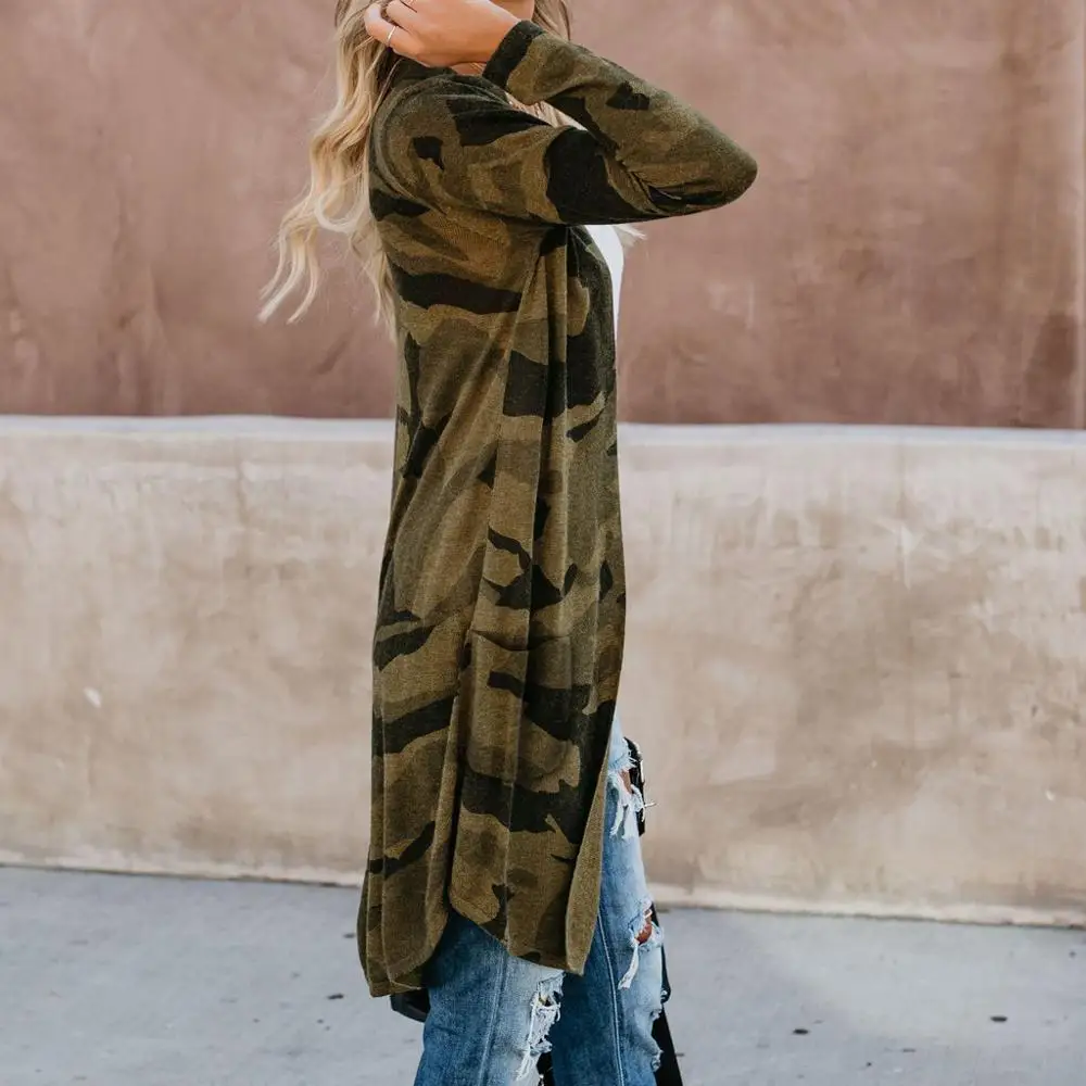 Женский свободный кардиган с леопардовым принтом камуфляжный облегающий