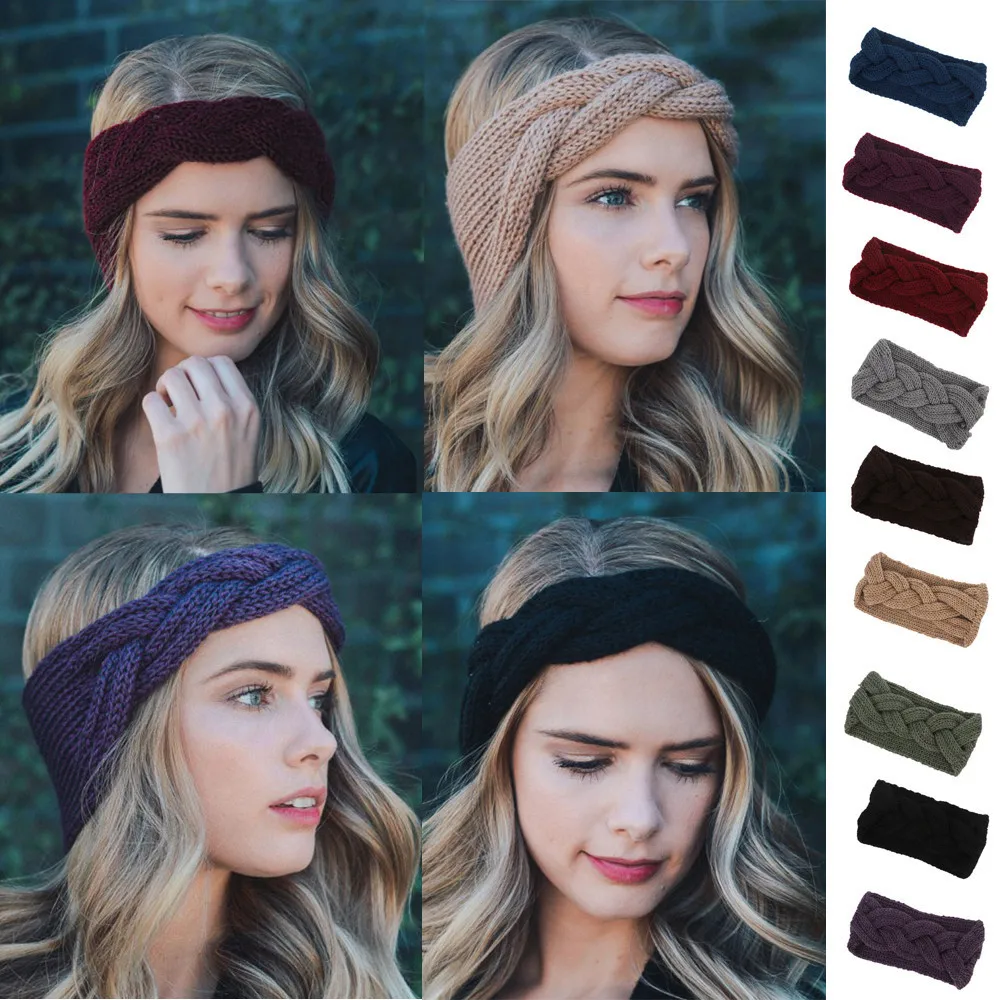 Ободки для женщин вязаные повязки волос детей девочек Зимняя Теплая повязка на