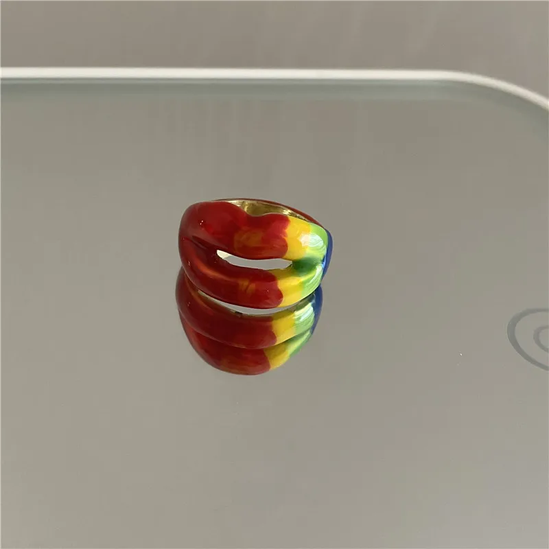 Огромное многоцветное металлическое кольцо для женщин в стиле ретро с