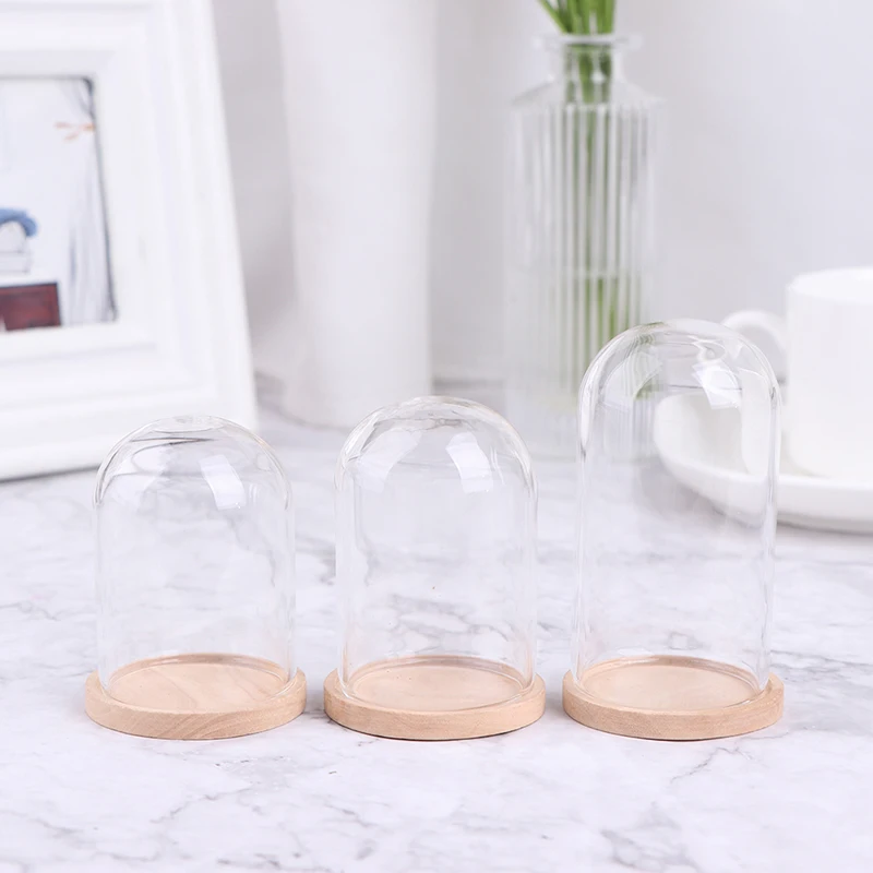 

1:12 Dollhouse Miniature Decor Flower Display Glass Display Bell Jar with Base