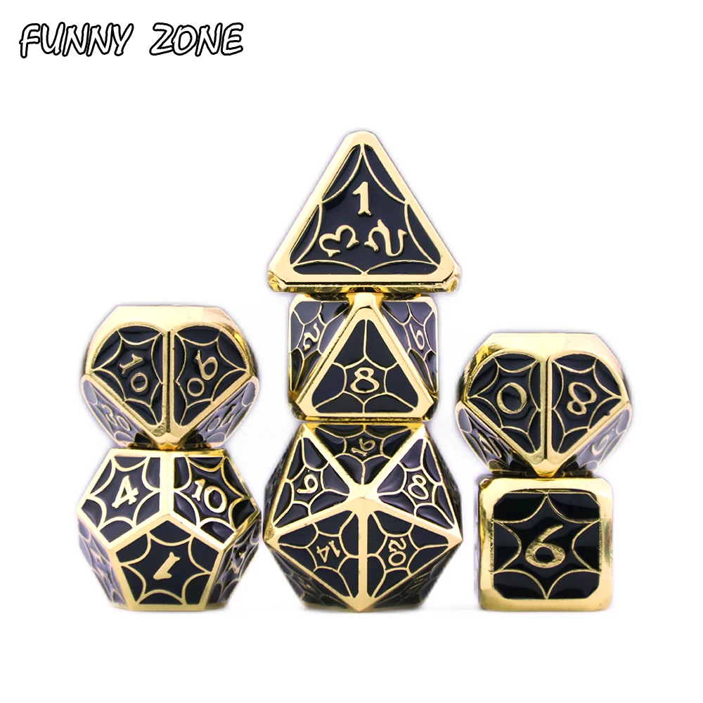 Набор металлических игральных костей многогранные настольные игры с сумкой для