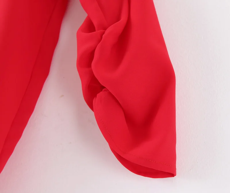 Женская однотонная красная Роскошная блуза галстук-бабочка плиссированные