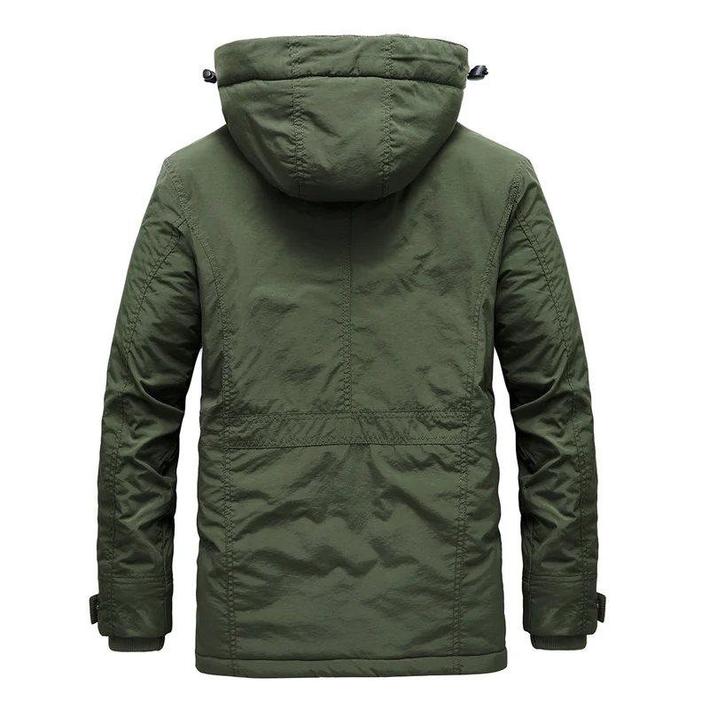 TIEPUS плюс размер 5XL, 6XL зимняя куртка мужская парка Толстая шерстяная подкладка мульти-карман повседневное хлопковое пальто в стиле милитари Мужское пальто с капюшоном