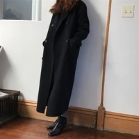 2019 korean french retro double breasted woolen coat business suit collar cut coat