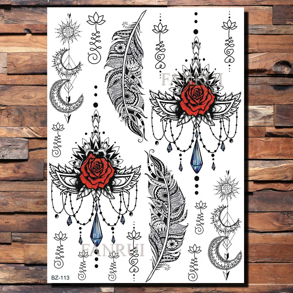 Временные татуировки FANRUI Rose наклейки цепочки поддельные ювелирные изделия