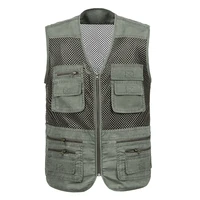 large size 2019 mesh quick drying vests male with many pockets mens breathable multi pocket fishing vest work sleeveless jacket