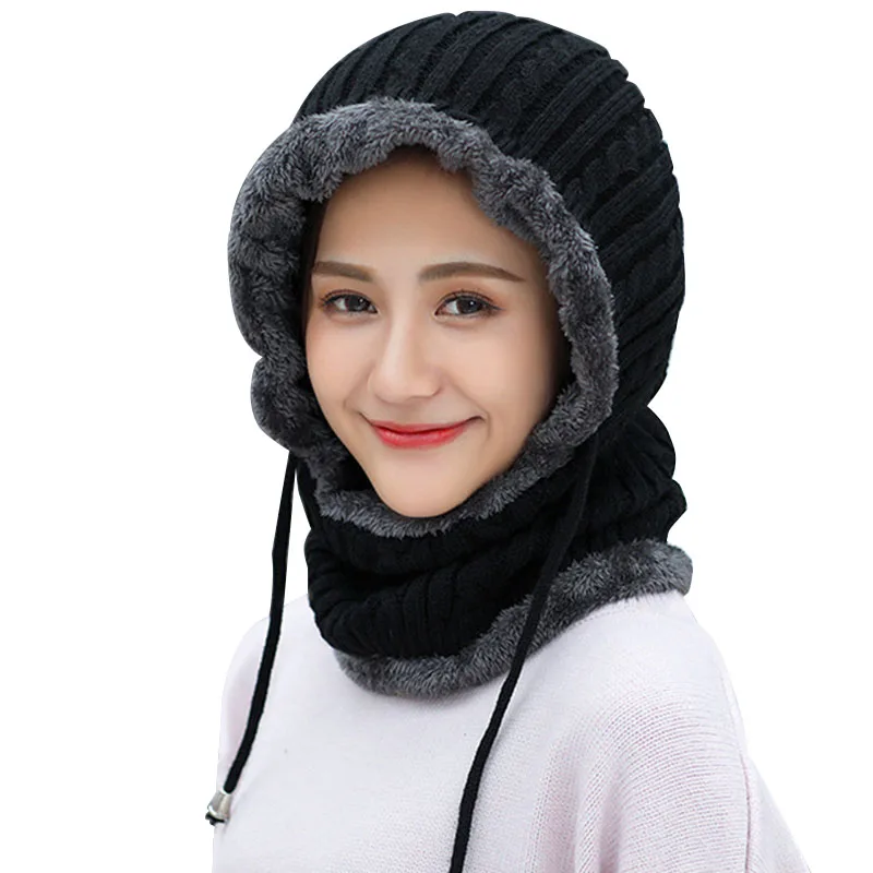 

Winter Caps Fashion Windproof Knitted Hat Warming Plush Lining for Women Men Unisex -OPK