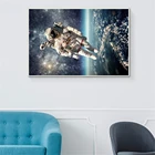 Картины на холсте, постер с космонавтом, плакат с планетой, землей, луной, украшение для дома, космоса, гостиной, современное настенное искусство, спутник