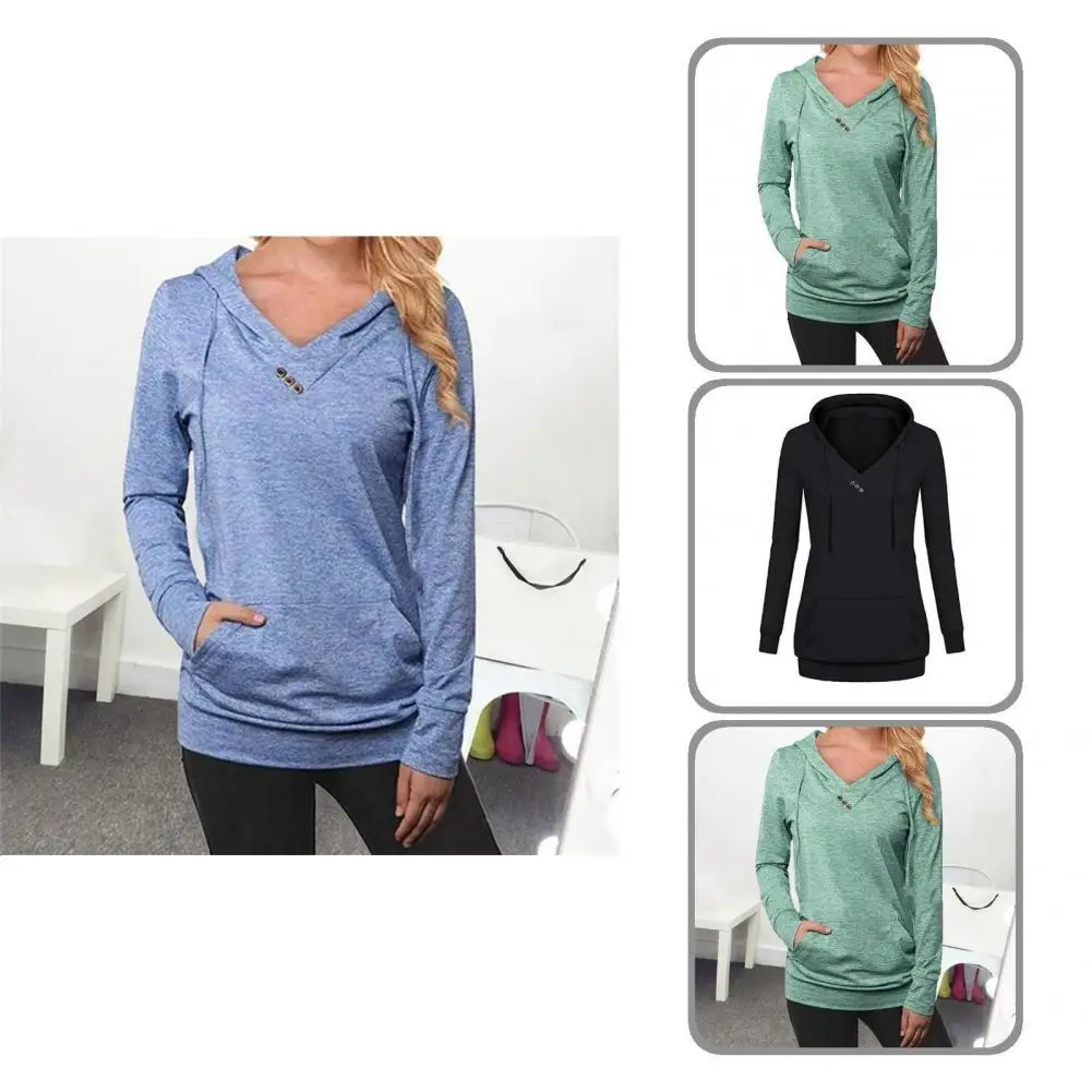 

Thick Fashion Drawstring V-Neck Casual Hoodie Long Sleeve Casual Hoodie Shrinkable Cuffs for Outdoor
