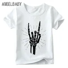 Детская футболка с принтом хэви-метал рок, классный дизайн, летние повседневные топы для мальчиков и девочек, мягкая белая футболка, ooo158