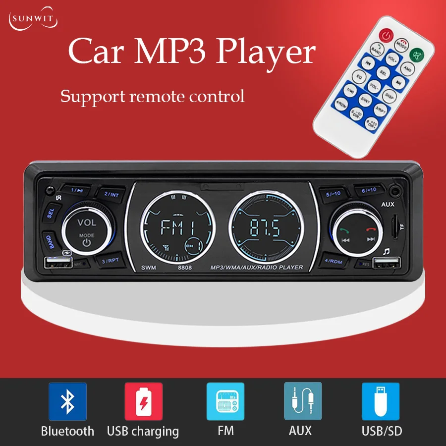 

Автомобильный радиоприемник 1 Din с дистанционным управлением, зарядное устройство для телефона, цифровой Bluetooth аудио музыкальный плеер 60 Вт ...