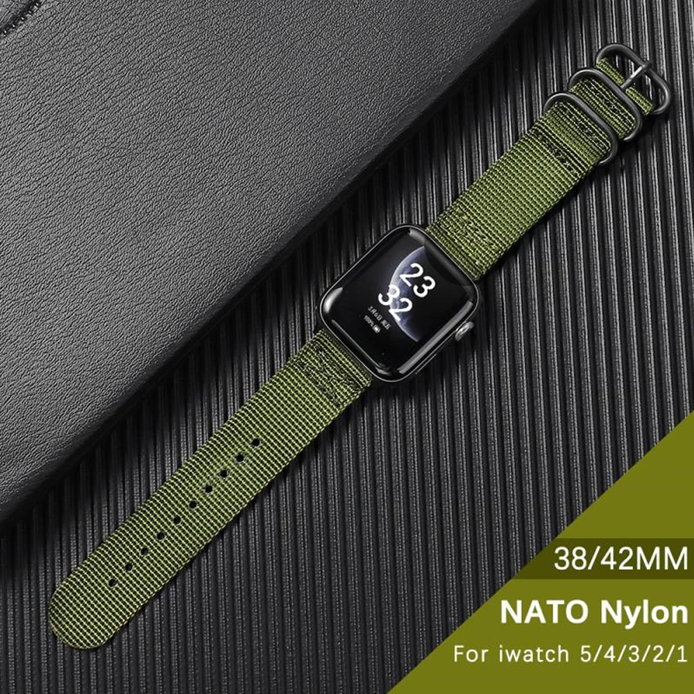 Ремешок нейлоновый спортивный для Apple Watch Band Series 5 4 44 мм 40 браслет iwatch 6 SE 54321 42 38