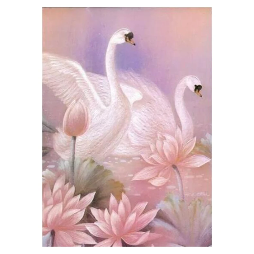 5D Diy квадратные/вокруг животных Лебедь река лучший подарок Любовь алмазная