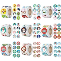 500pcs round 8 design snowman christmas stickers seal label 1 5 holidays party gift decor scrapbook stationery sticker roll