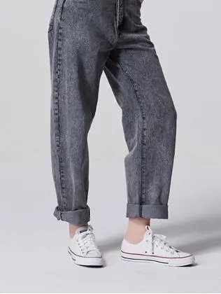 Женские джинсовые брюки Новинка осени 2019 с высокой талией и поясом женская