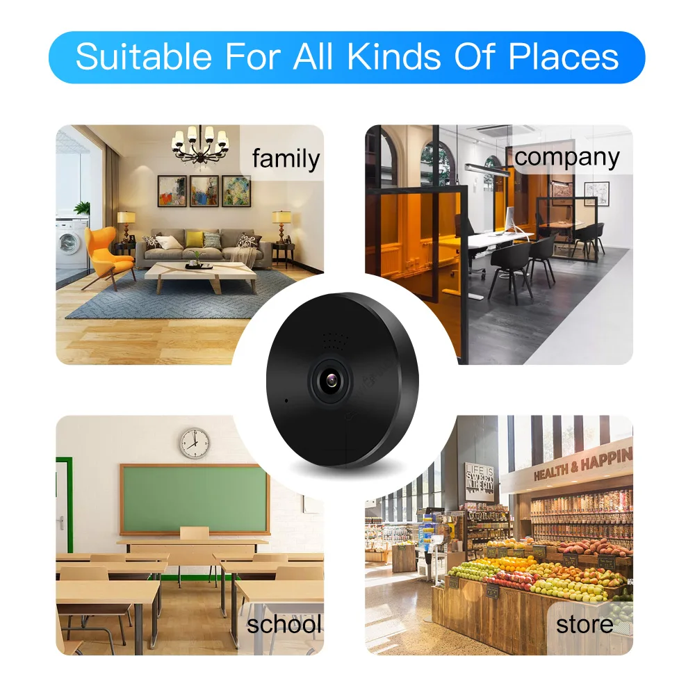 1.3MP/2.0MP Full view wifi 360 градусов двухстороннее аудио Панорамное 960 P/1080 P рыбий глаз Беспроводная интеллектуальная ip-камера V380 черный цвет