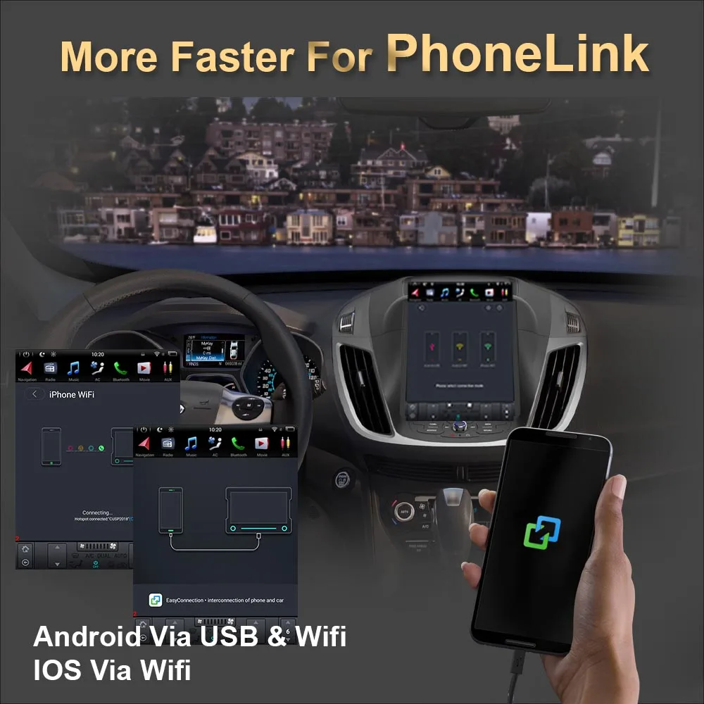 Автомобильный GPS-навигатор на Android 9 0 экран в стиле Tesla для FORD KUGA/Escape 2013-2015 (второе