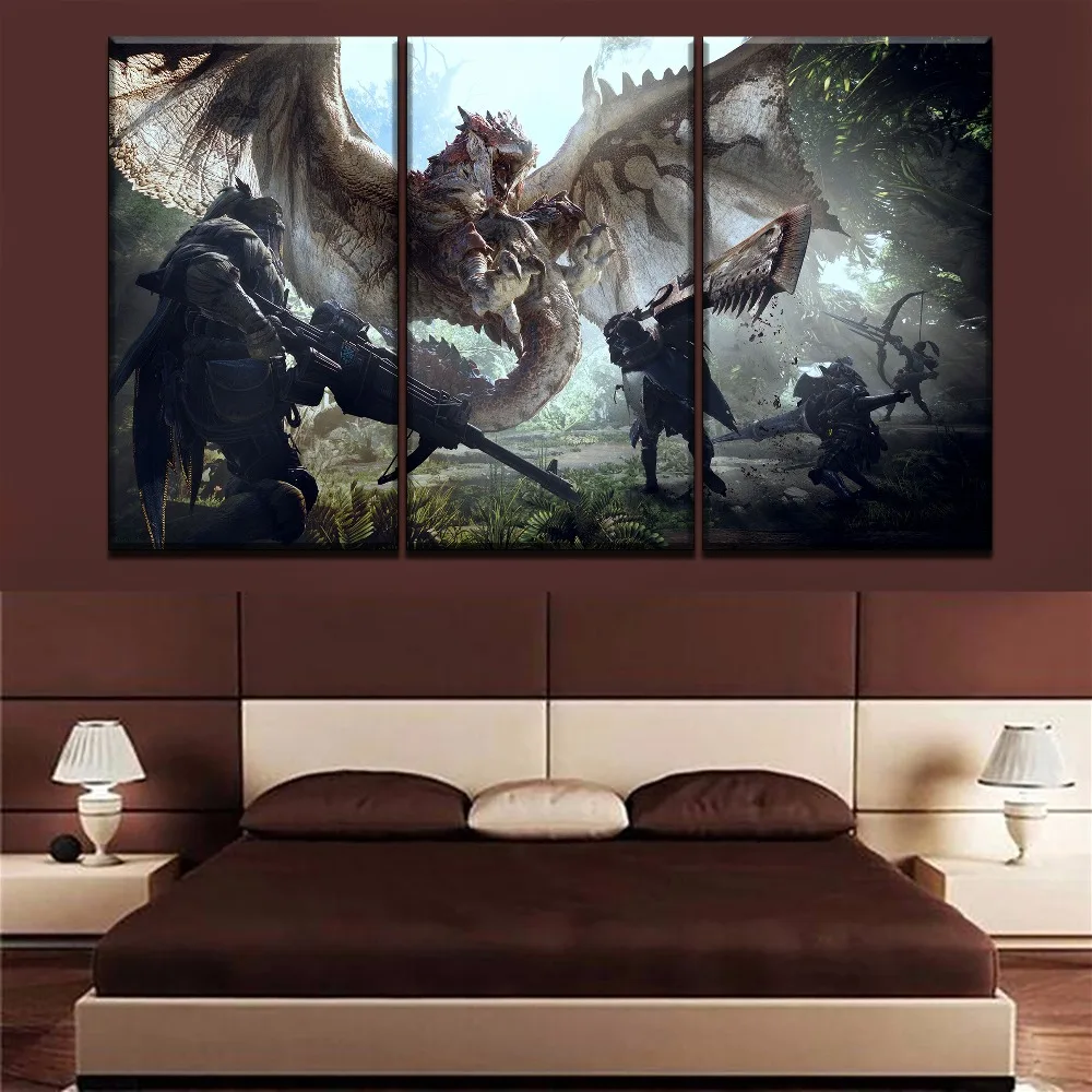 5 шт. плакаты Monster Hunter World Game постер настенный художественный декор картина холст HD