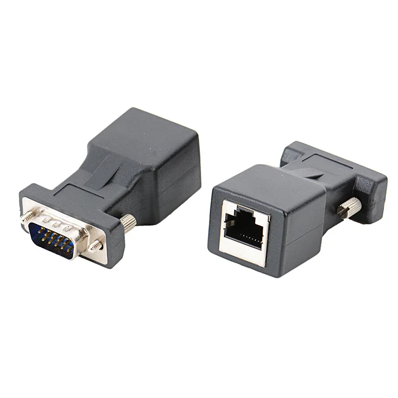15-контактный Сетевой Кабель-адаптер VGA штекер к локальной сети CAT5 CAT6 RJ45 для