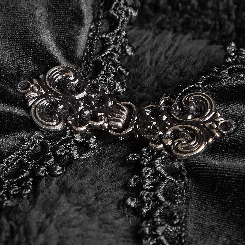 

PUNK RAVE Gothic Bolero Velvet Shrug Black Woman Little Jacket Thick Short Coat with Hat Novelty Design Hoodie for Winter