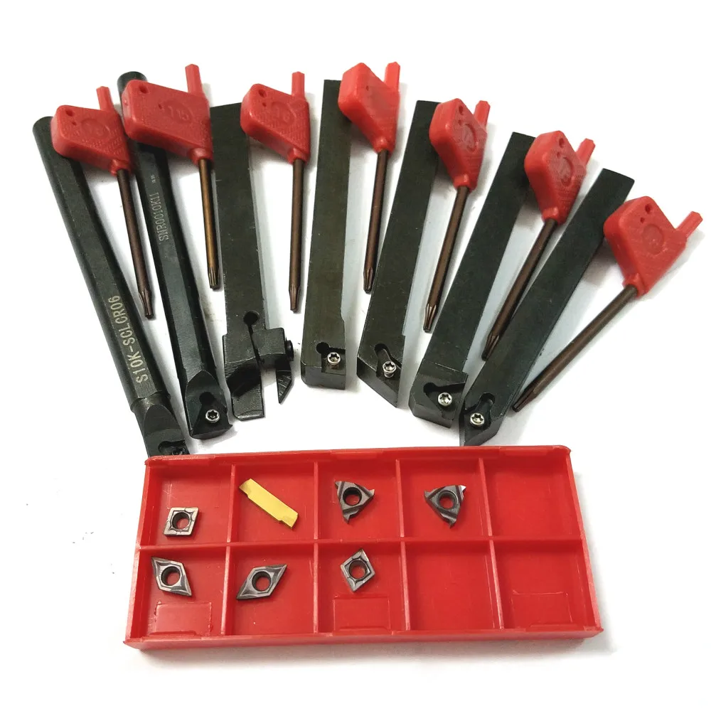 

21pcs/set 10mm Shank Lathe Turning Tool Holder Boring Bar + Carbide PVD Set with Wrenches For Lathe Turning Tool
