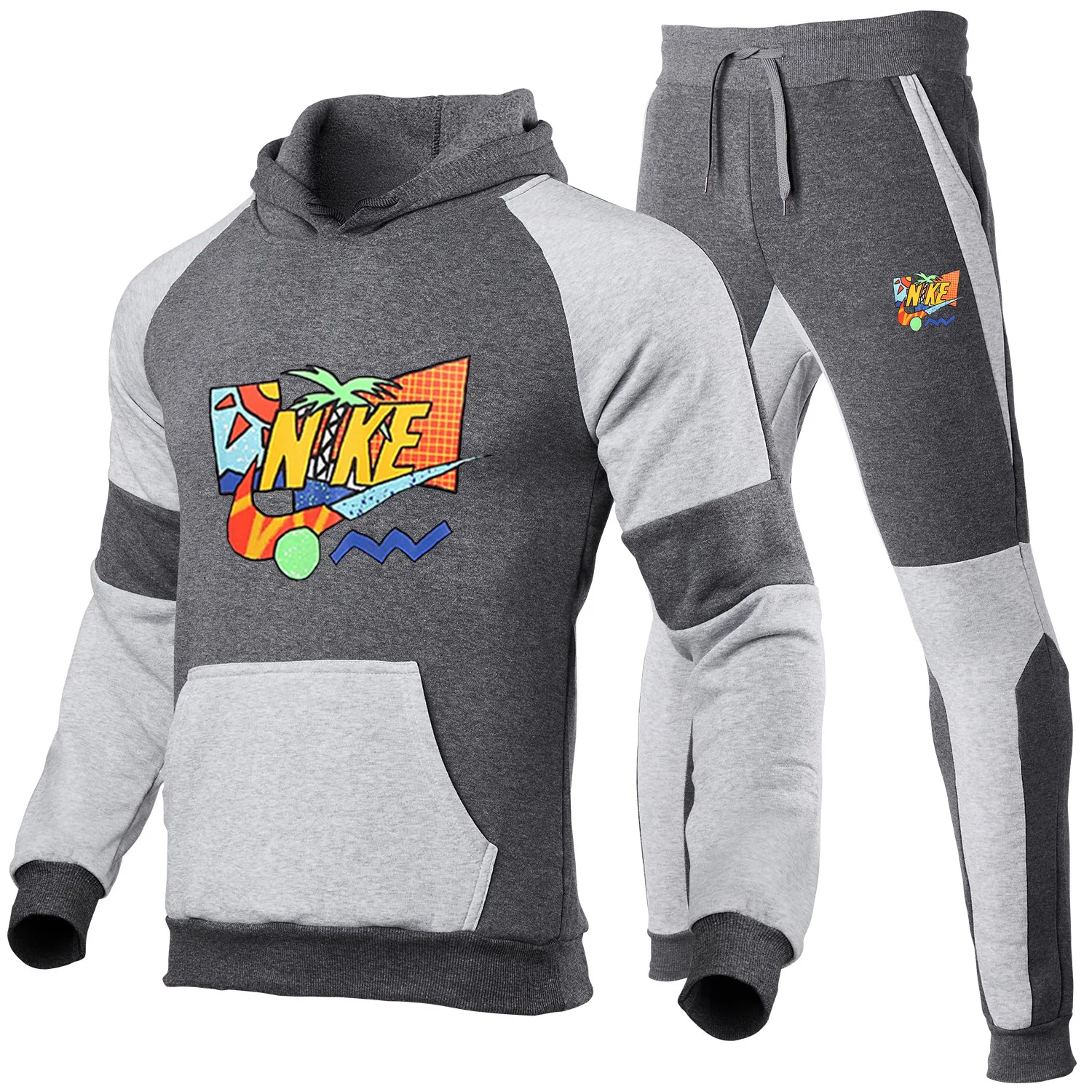 

2021 New Autumn Brand Clothing Men's Fashion Tracksuit Casual Sportsuit Men Hoodies Sweatshirts Sportswear Coat+Pant Men Set