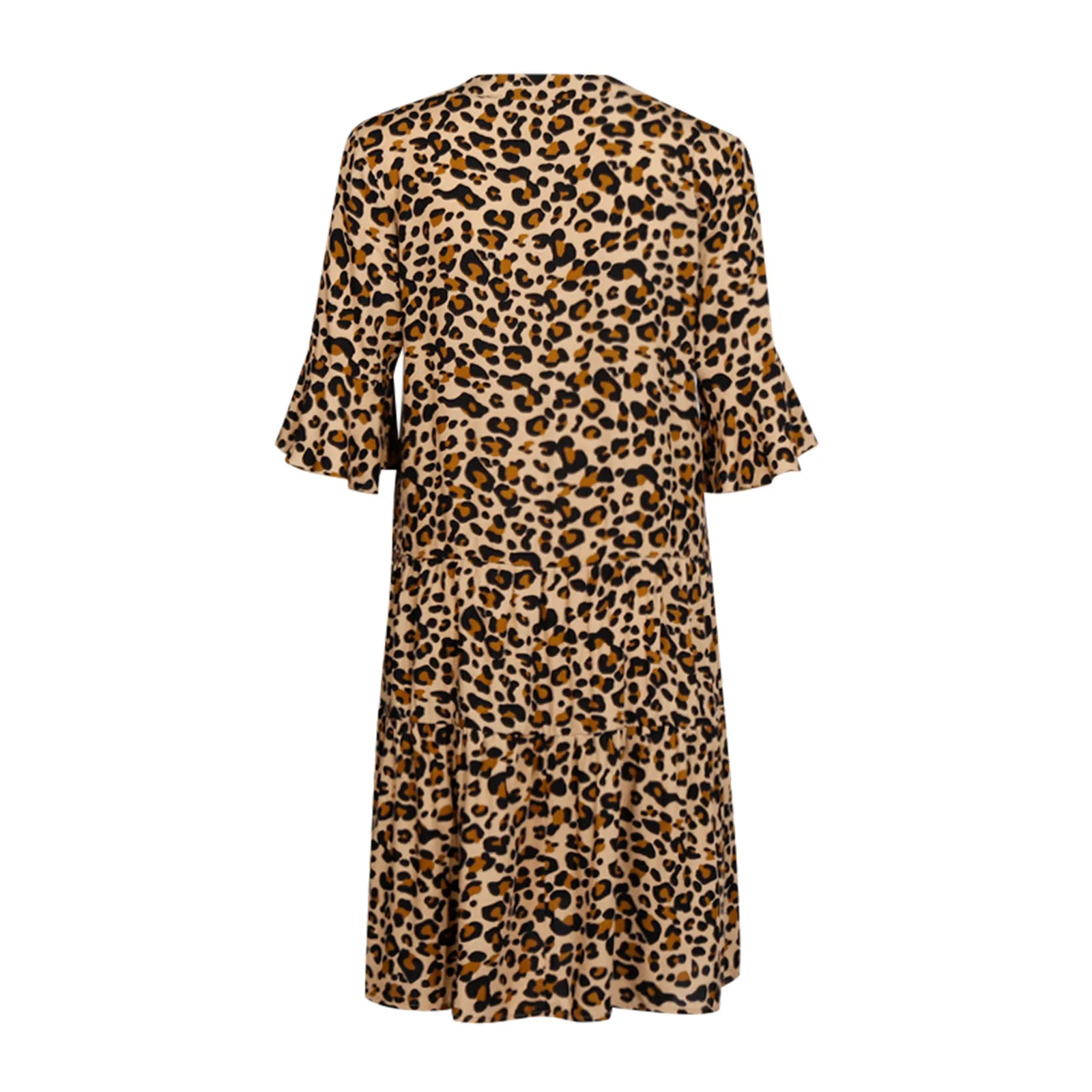 

Dress For Women 2021 Summer Fashion V-Neck The Horn sleeve Leopard Print Dresses Female Casual Loose Beach Dress#35