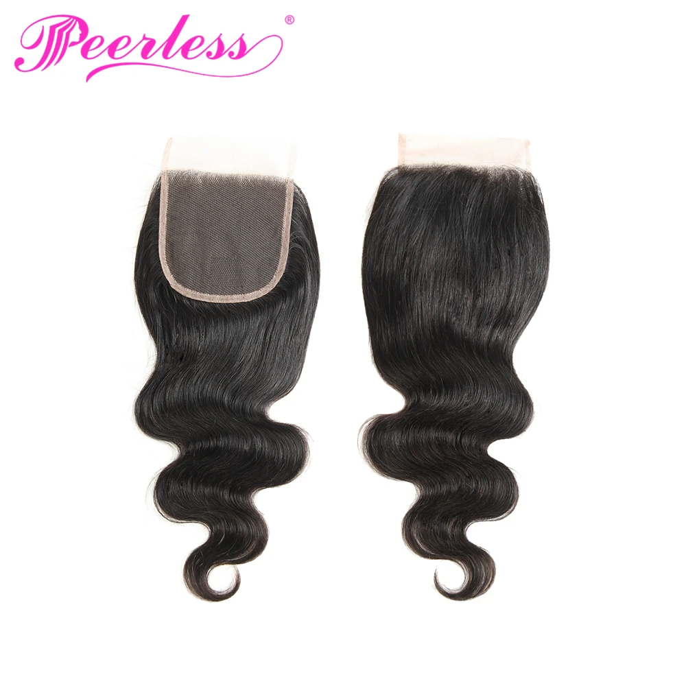 PEERLESS волосы перуанские волнистые человеческие пряди с Закрытие 4*4 швейцарский
