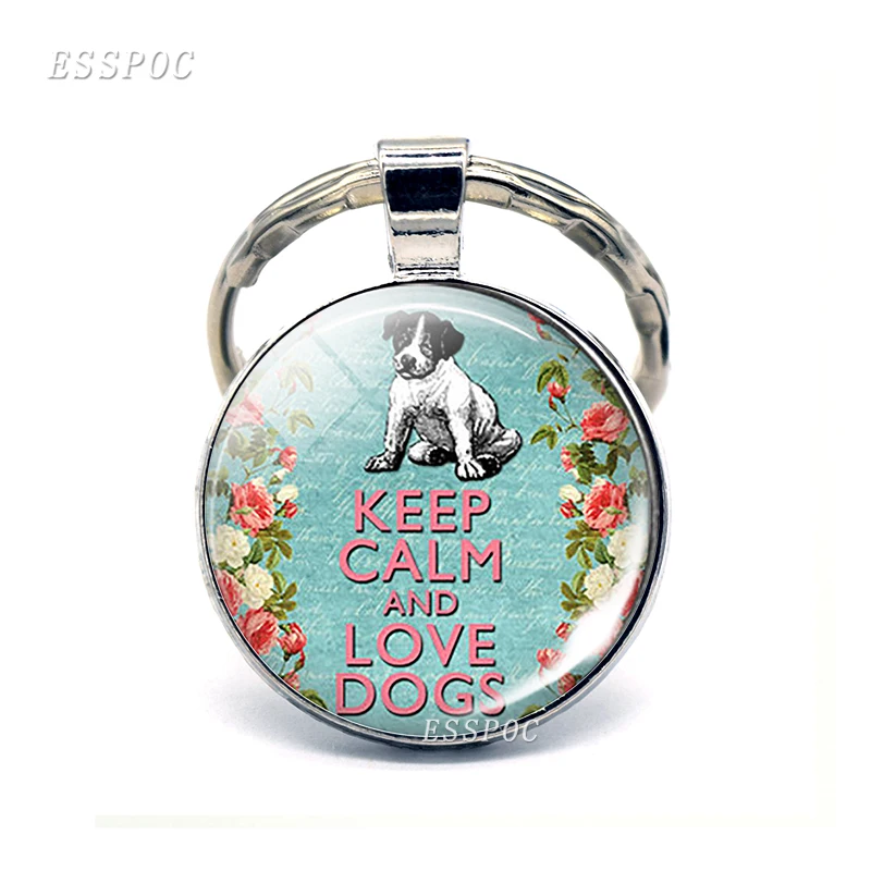 Keep Calm and Carry on Love Cats Dogs Coffee Cupcake Quote Keychain Pendant Glass Cabochon Jewelry Car Key Ring Women Men Gifts | Украшения