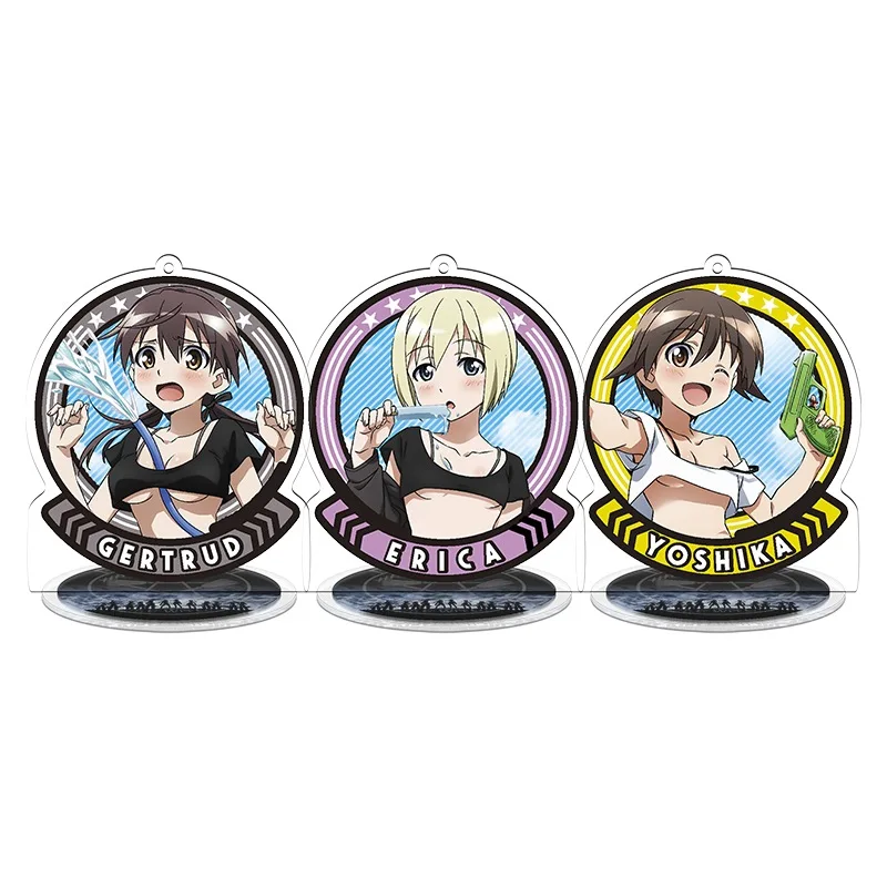 Акриловая стойка Anime Strike Witches: ROAD To BERLIN с модельной куклой-брелоком Эрикой, Эилой, Саней длиной 9 см.