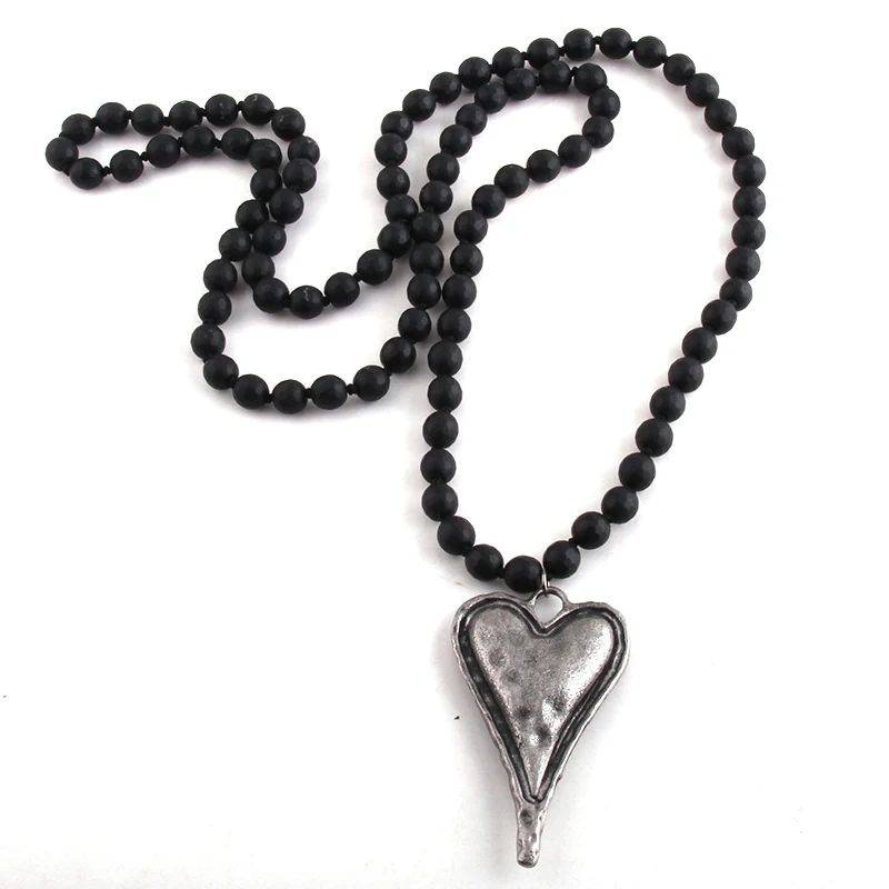 Модное богемное этническое ювелирное изделие с черным камнем длинное Узловое