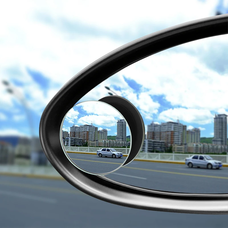 Вращающееся на 360 градусов круглое зеркало без оправы для слепых зон