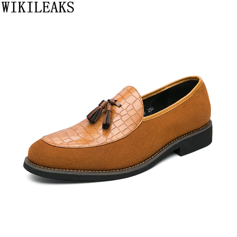 

Brown Designer Slip on Shoes Men Black Loafers Dress Shoes for Men 2023 Square Toe Party Shoes for Men Chaussure Homme Zapatos