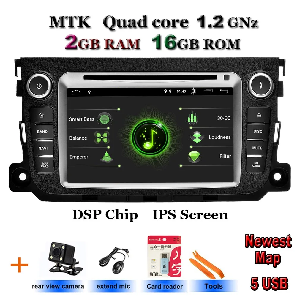 Android 9,0 Mercedes/Benz Smart Fortwo 2011 2012 2013 автомобильный dvd плеер Автомобильный RDS стерео gps Видео 5USB DSP ips - Цвет: A7 Rear cams