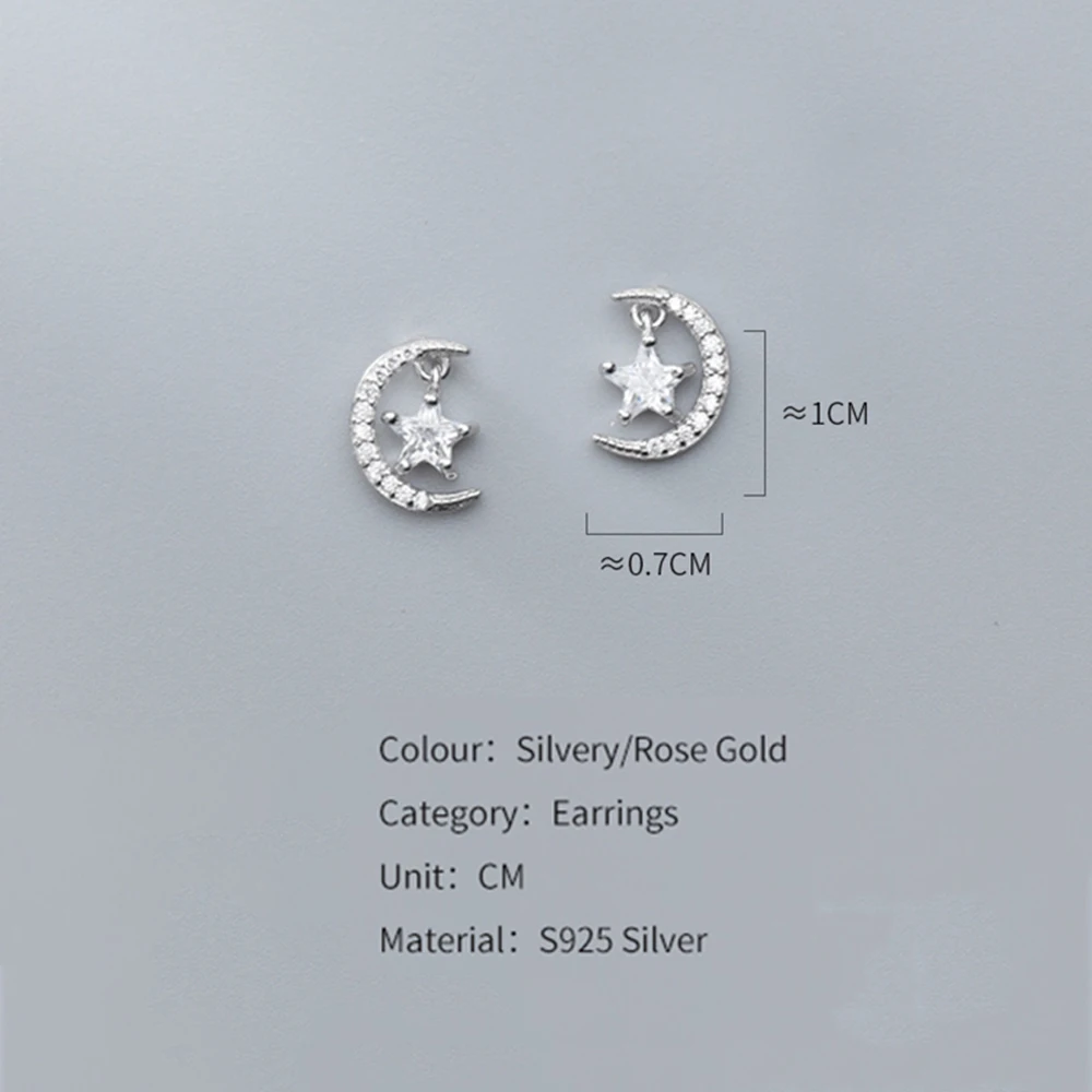 Женские серьги-гвоздики из серебра 925 пробы с Луной серебряные серьги | Украшения