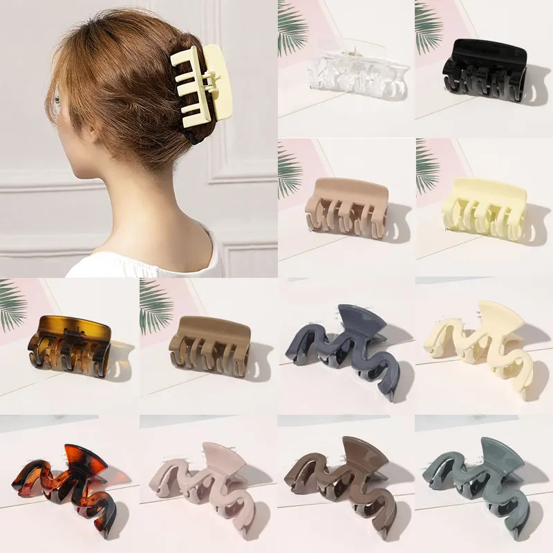 

Geometric Plastic Hair Clip Claws Women Solid Color Hairpins Colorful Banana Grips Ladies Elegant Hair Clamps Hair Accessories