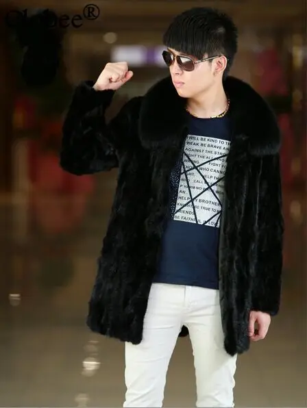 2020 зимнее черное готическое Мужское пальто из искусственного меха длинное