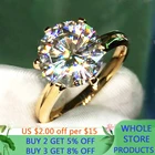 Кольцо LMNZB с логотипом 18K RGP из чистого твердого желтого золота, роскошные круглые кольца 8 мм 2.0ct, свадебные кольца с бриллиантами для женщин AR168