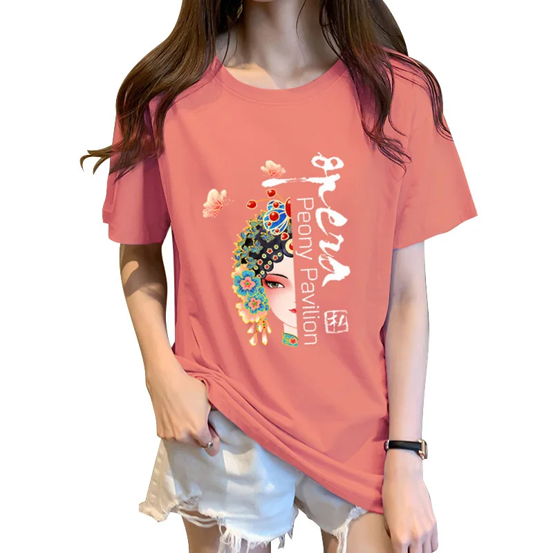 

100% Cotton Plus Size T-shirt Women's 2020 New Cartoon Printed Loose Large Size T-shirt Female Fashion Short Sleeve Casual Top