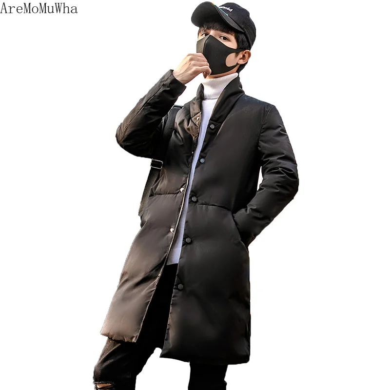 Men's Down Jacket Mid-length 2021 Winter New Stand-up Collar Korean Version of The Slim Thick Warmth Trend Jacket Mens Jackets