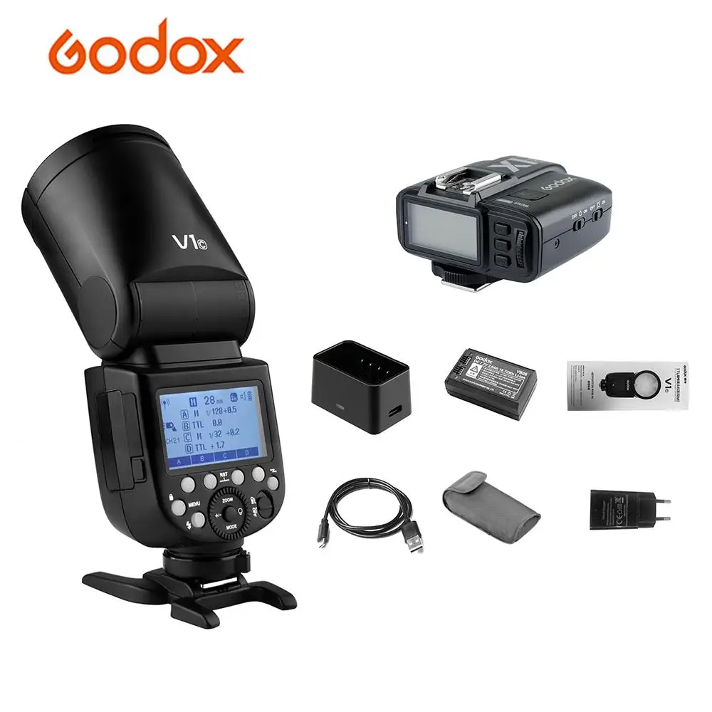 

Godox V1C Camera Flash Round Head Wireless 2.4G for Canon EOS 1500D 5D Mark ll+GODOX X1T-C TTL 2.4G Wireless LCD Flash Trigger