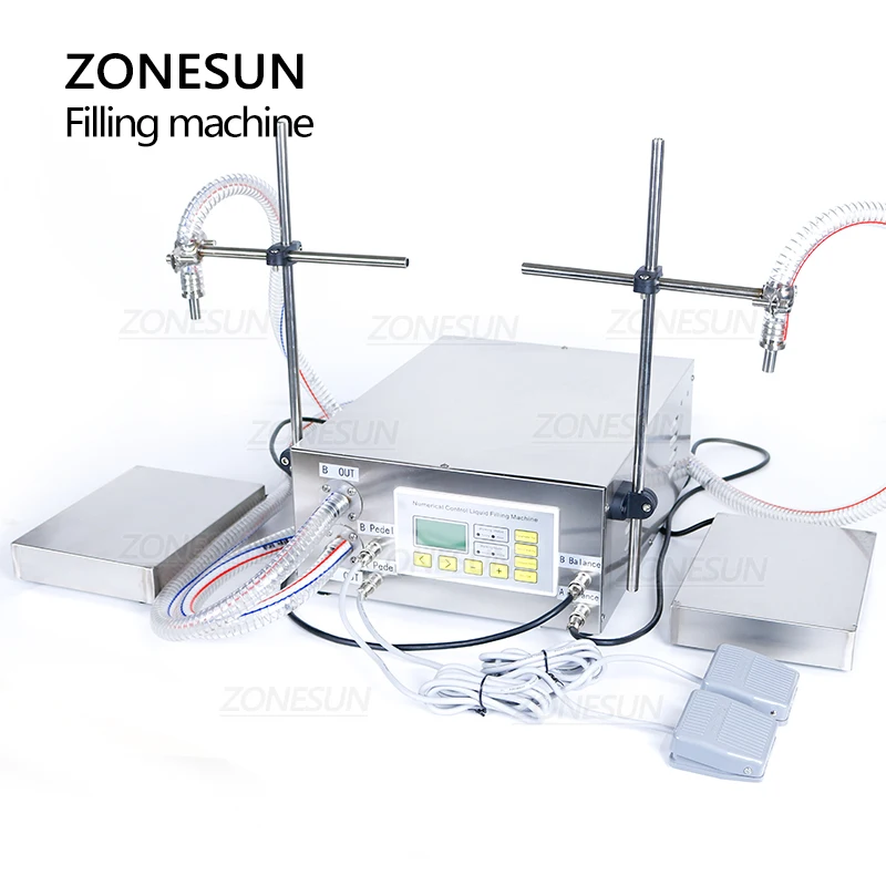 

ZONESUN ZS-GP632 Double Nozzles Weighing Filling Machine Lubricating Edible Essential Oil Semi Auotomatic Gear Pump Oil Filler