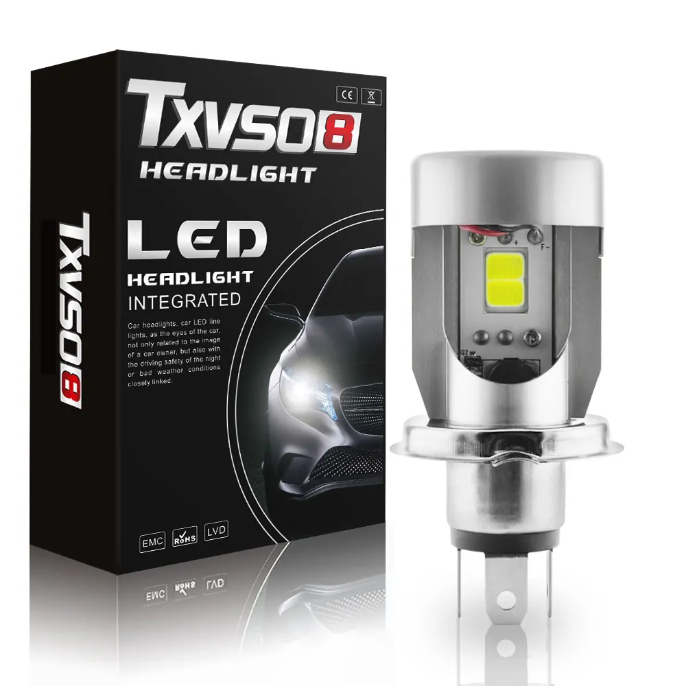 Мотоциклетная головная лампа 6000K белая светодиодсветильник MOT COB T4 H4 Kit