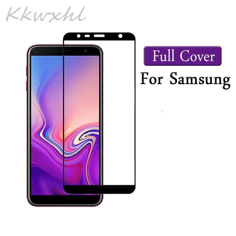 9H клейкое закаленное стекло для Samsung Galaxy J4 J6 Plus 2018 + Полное покрытие экрана