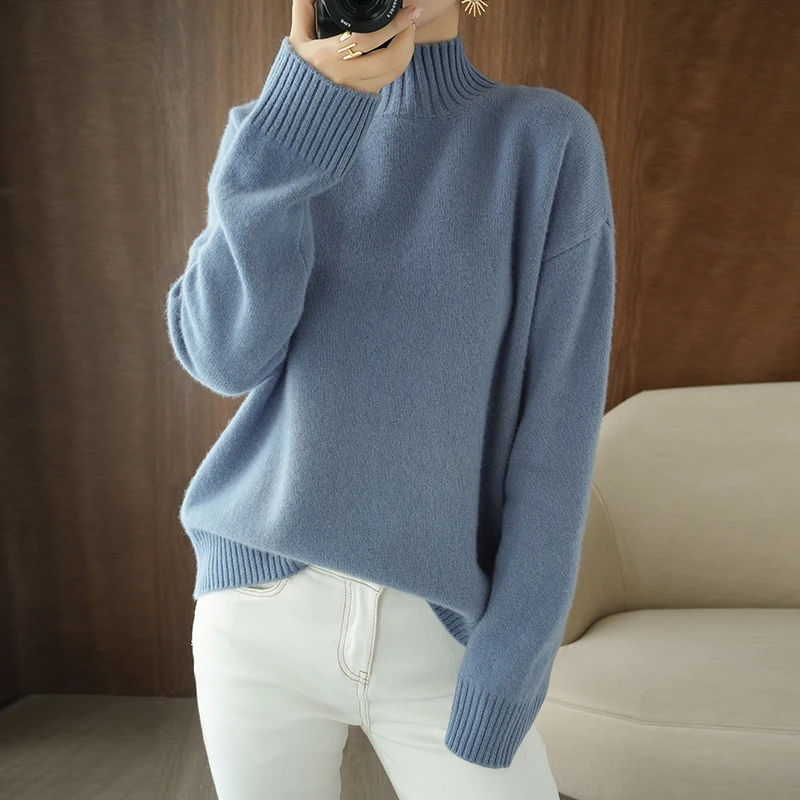 adohon 2020 woman winter 100% Cashmere sweaters autumn knitted Pullovers High Quality Warm Female thickening Turtleneck