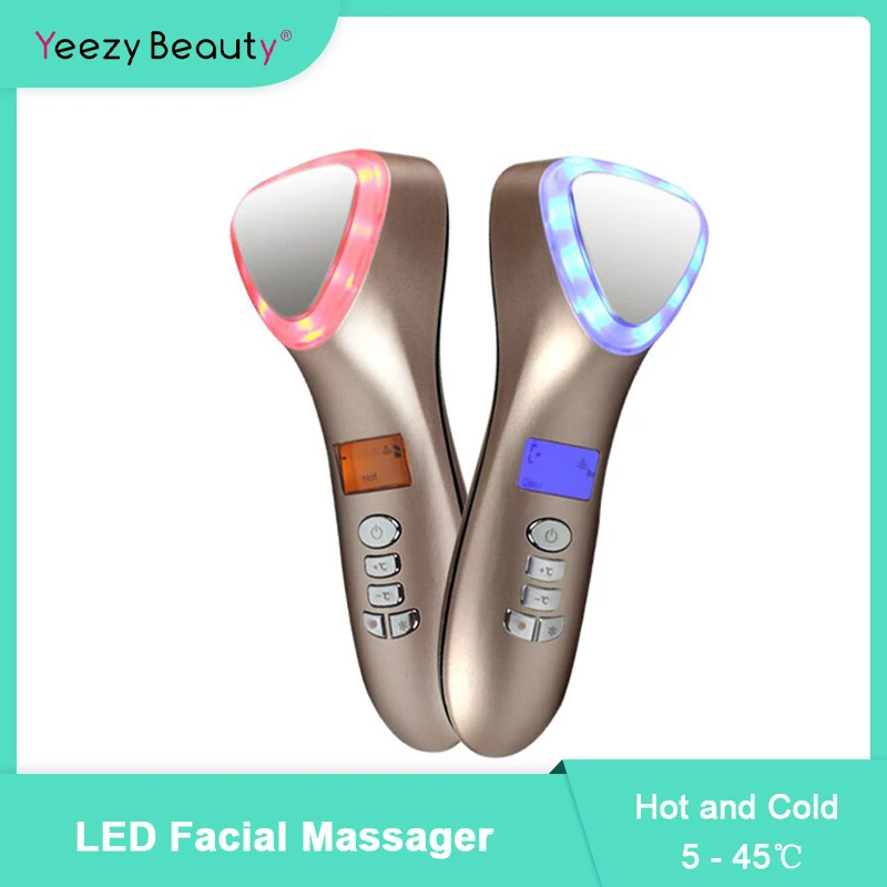 Светодиодный ультразвуковой массажер для лица Криотерапия горячий холодный