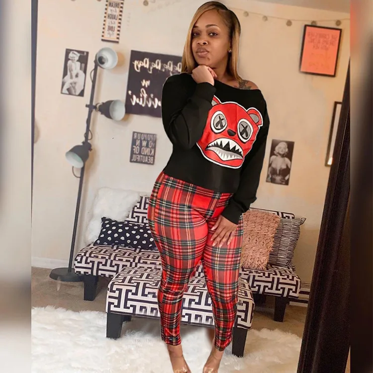 

Explosive women's autumn and winter new cartoon print casual sports fashion suit casual ladies two-piece suit