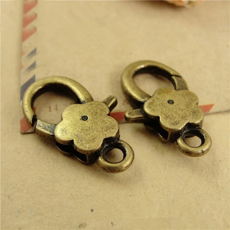 Застежка-карабин с цветком 16 х27 мм 10 шт. | Украшения и аксессуары